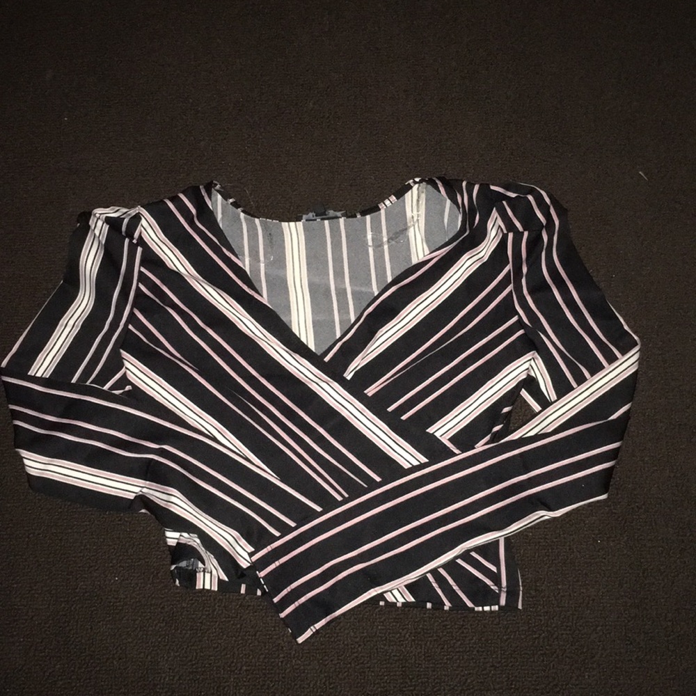 A striped long sleeve shirt.
